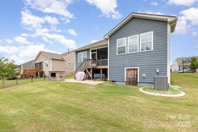 1663 Tranquility Blvd, Lancaster, SC 29720 - back of house with central air condition unit, stairway, a sunroom, and a patio area