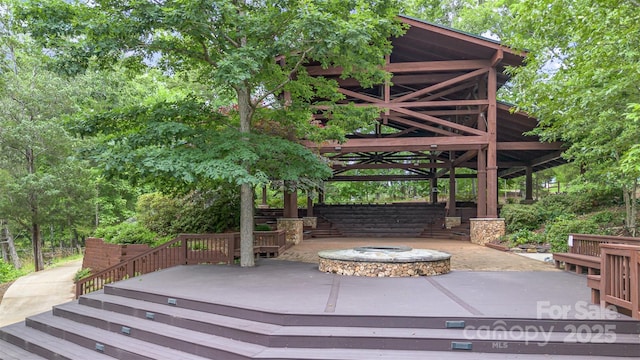 1663 Tranquility Blvd, Lancaster, SC 29720 - view of patio featuring an outdoor fire pit, a deck, and a gazebo