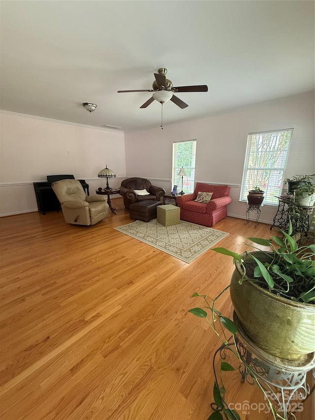 390 Robinson Rd, Mooresville, NC 28117 - living room with ceiling fan and light wood-style floors