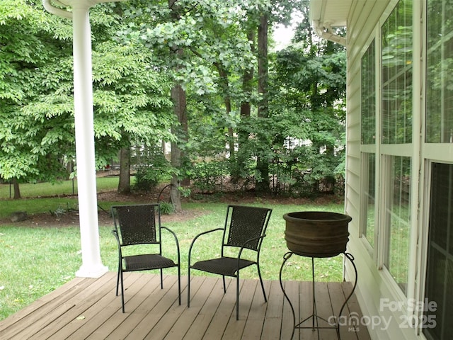 390 Robinson Rd, Mooresville, NC 28117 - wooden terrace featuring a lawn