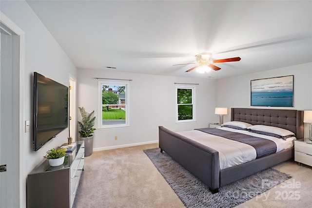 16512 Kimbolten Dr, Huntersville, NC 28078 - bedroom with light colored carpet, baseboards, and ceiling fan