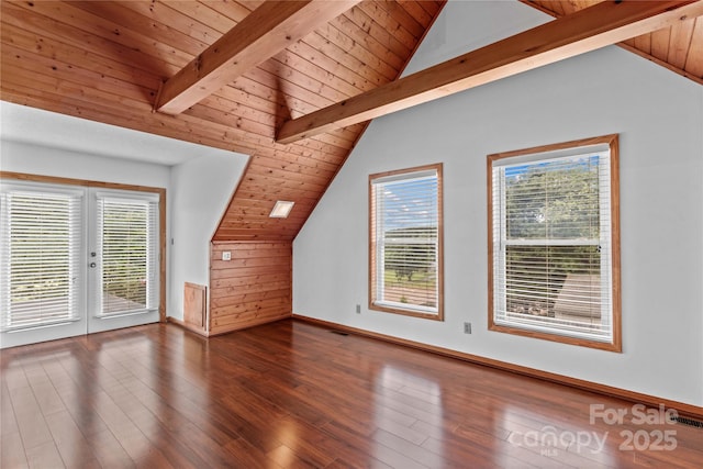 296 Hicks Creek Rd, Troutman, NC 28166 - additional living space featuring wood finished floors, french doors, and wood ceiling