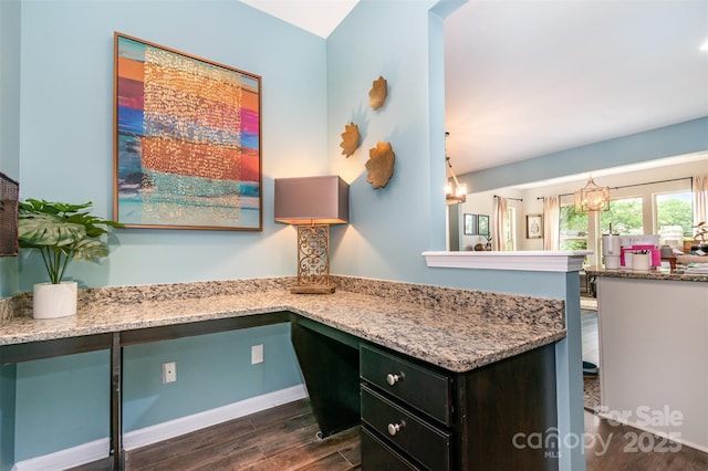 5092 Nighthawk Dr, Indian Land, SC 29707 - unfurnished office with dark wood-type flooring, a chandelier, and baseboards