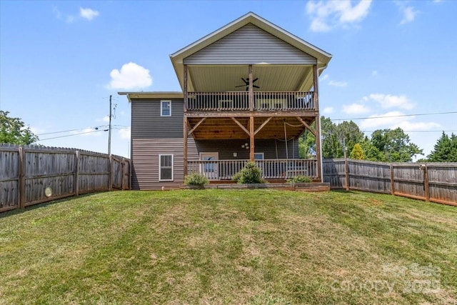 39 Curtis Miles Rd, Alexander, NC 28701 - rear view of property with a ceiling fan and a balcony