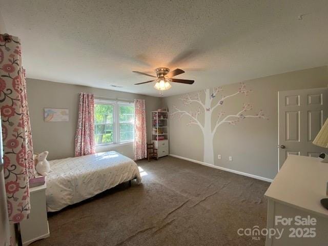 734 Forestbrook Dr, Gastonia, NC 28056 - bedroom with carpet flooring, ceiling fan, and a textured ceiling
