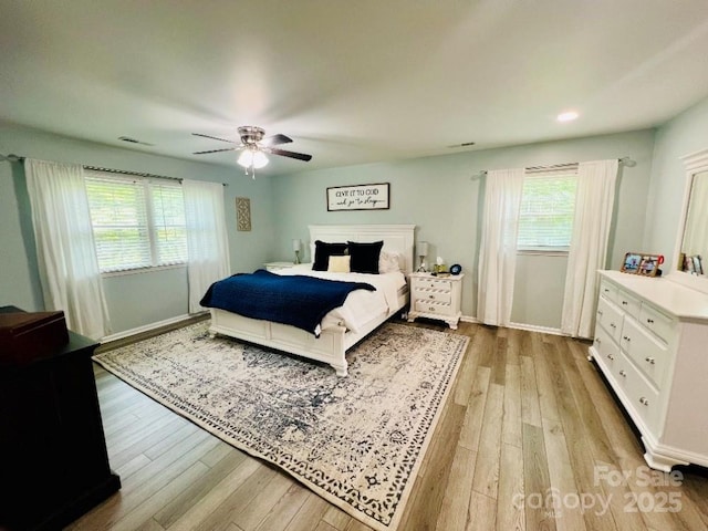 734 Forestbrook Dr, Gastonia, NC 28056 - bedroom featuring light wood-type flooring, ceiling fan, and recessed lighting