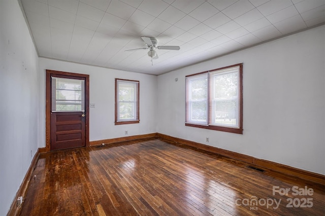 843 Summers Rd, Valdese, NC 28690 - spare room featuring dark wood-style flooring and a ceiling fan