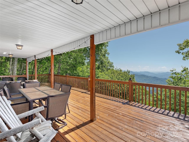 505 Middle Top Loop, Maggie Valley, NC 28751 - wooden deck with outdoor dining space and a mountain view