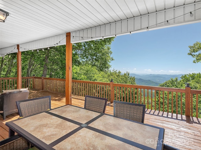 505 Middle Top Loop, Maggie Valley, NC 28751 - view of patio / terrace with outdoor dining area and a deck with mountain view