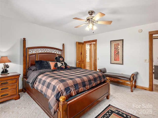 505 Middle Top Loop, Maggie Valley, NC 28751 - bedroom with light colored carpet, baseboards, and ceiling fan