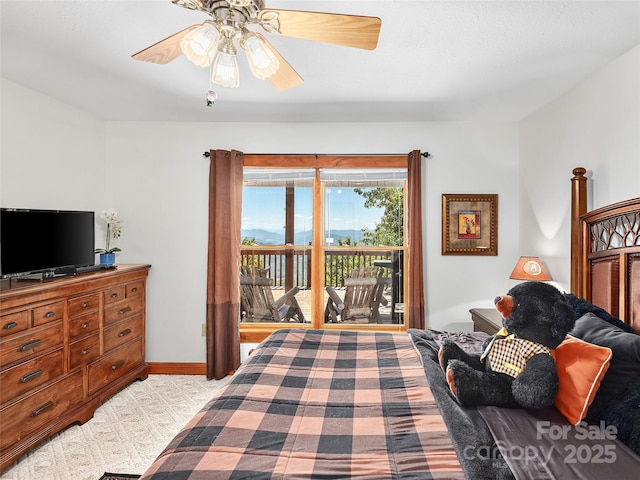 505 Middle Top Loop, Maggie Valley, NC 28751 - bedroom with access to outside, a ceiling fan, and baseboards