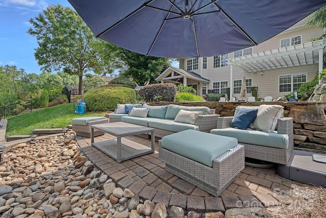 1849 Still Water Ln, Indian Land, SC 29707 - view of patio / terrace with an outdoor hangout area and a pergola