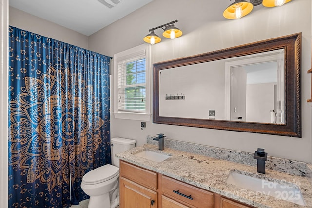 1849 Still Water Ln, Indian Land, SC 29707 - full bathroom with double vanity, toilet, and a shower with shower curtain