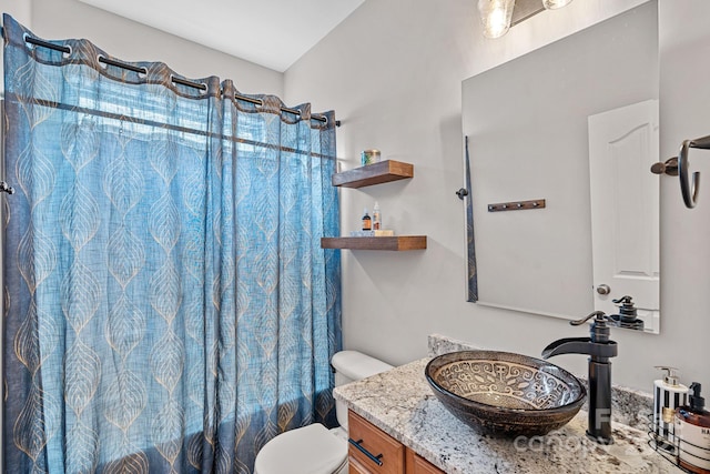 1849 Still Water Ln, Indian Land, SC 29707 - bathroom with vanity, toilet, and shower / bath combo with shower curtain