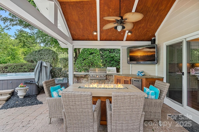 1849 Still Water Ln, Indian Land, SC 29707 - view of patio / terrace featuring a hot tub and a ceiling fan