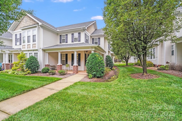 2065 Gable Way Ln, Matthews, NC 28104 - view of front of home with covered porch and a front lawn
