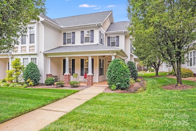 2065 Gable Way Ln, Matthews, NC 28104 - view of front of house with covered porch and a front lawn