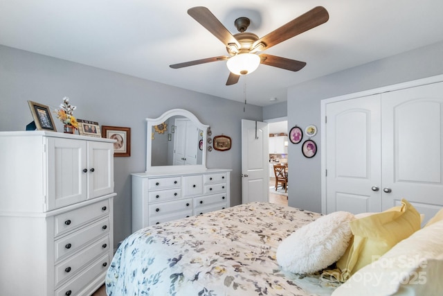 2737 Bobcat Rd, Heath Springs, SC 29058 - bedroom featuring a closet and a ceiling fan
