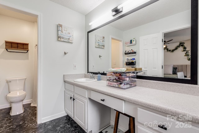 101 Michael Ct, Leicester, NC 28748 - ensuite bathroom with vanity, toilet, baseboards, and a textured ceiling