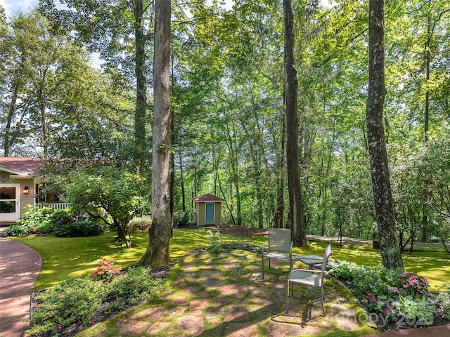 573 Valeria Ln, Pisgah Forest, NC 28768 - view of grassy yard featuring a patio