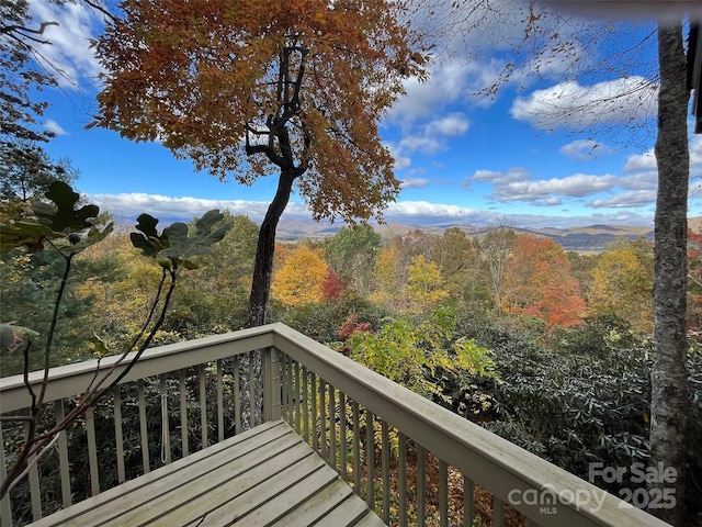 573 Valeria Ln, Pisgah Forest, NC 28768 - wooden terrace with a forest view