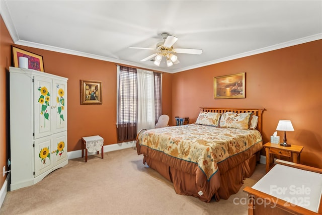 4740 Myers Ln, Harrisburg, NC 28075 - bedroom with light carpet, crown molding, and a ceiling fan