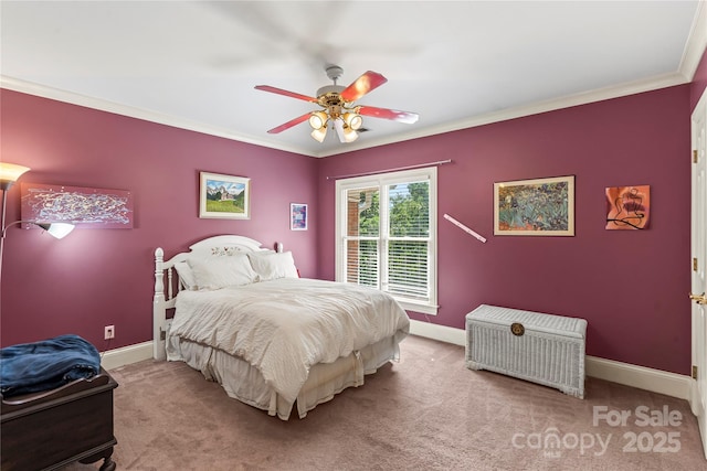 4740 Myers Ln, Harrisburg, NC 28075 - bedroom with ornamental molding, carpet flooring, and a ceiling fan