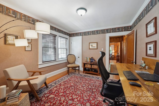 81 21st Ave NW, Hickory, NC 28601 - home office featuring ornamental molding, wood finished floors, and baseboards