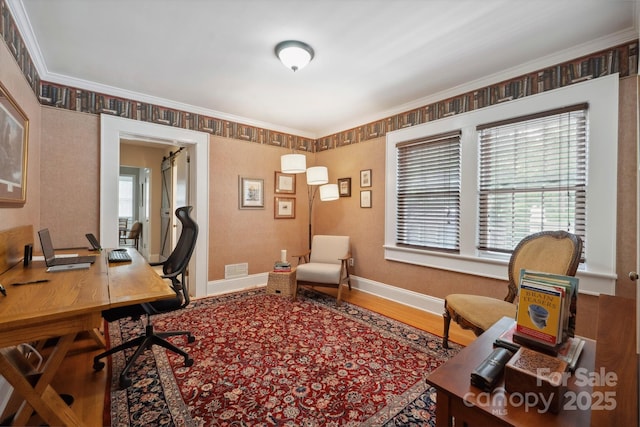81 21st Ave NW, Hickory, NC 28601 - home office with crown molding, wood finished floors, and baseboards