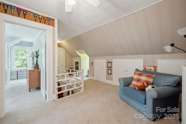 81 21st Ave NW, Hickory, NC 28601 - sitting room with carpet floors, vaulted ceiling, and a ceiling fan