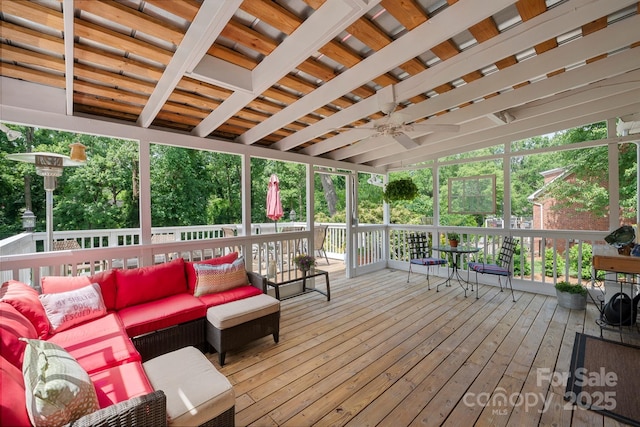 81 21st Ave NW, Hickory, NC 28601 - deck with an outdoor living space and ceiling fan