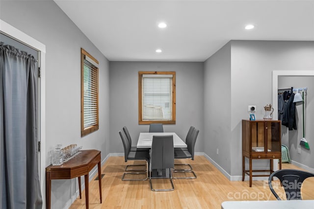 358 London Rd, Asheville, NC 28803 - dining space featuring light wood-style floors, recessed lighting, and baseboards