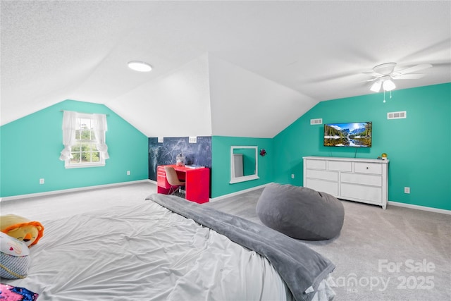 106 Laren Rd, Shelby, NC 28152 - bedroom featuring carpet flooring, lofted ceiling, and ceiling fan