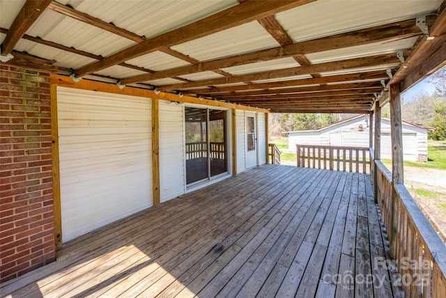 260 Penninger Dr, Woodleaf, NC 27054 - deck with an outbuilding