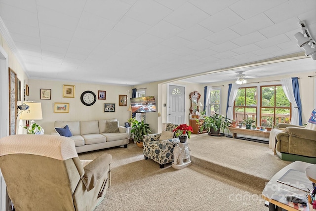 603 S Orchard Rd, Flat Rock, NC 28731 - carpeted living area featuring a ceiling fan