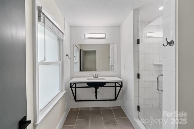 4906 Charleston Dr, Charlotte, NC 28212 - bathroom featuring a stall shower and tile patterned flooring