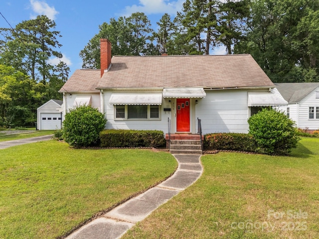 216 Hillcrest Pl, Salisbury, NC 28144 - view of front of house with a chimney, a garage, a front lawn, and driveway