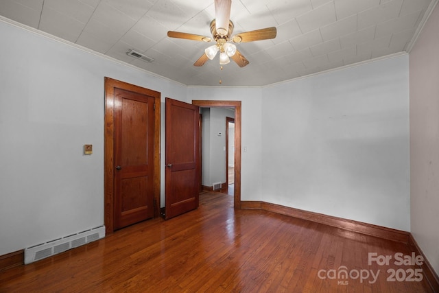 216 Hillcrest Pl, Salisbury, NC 28144 - spare room with ornamental molding, ceiling fan, wood-type flooring, and baseboards