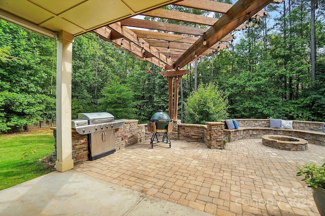 110 St Sophia Ct, Mooresville, NC 28117 - view of patio / terrace with an outdoor fire pit and a pergola