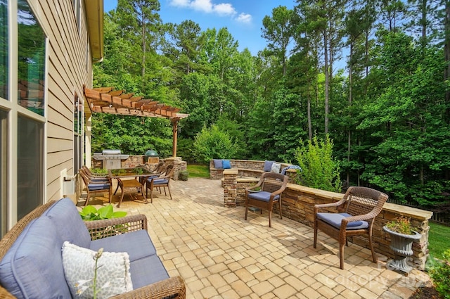 110 St Sophia Ct, Mooresville, NC 28117 - view of patio featuring a pergola, outdoor dining space, and an outdoor hangout area