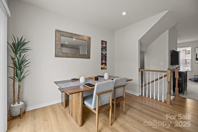 3108 Beeler Ln, Charlotte, NC 28208 - dining room with light wood finished floors, baseboards, and recessed lighting