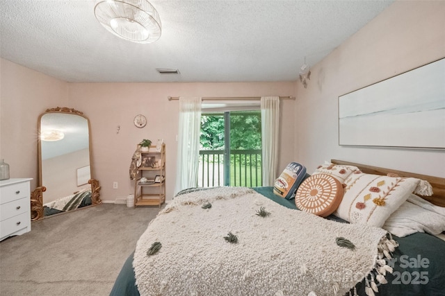 3737 Winding Creek Ln, Charlotte, NC 28226 - bedroom featuring access to exterior, light carpet, and a textured ceiling