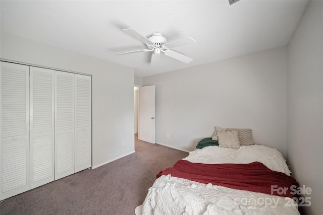 3737 Winding Creek Ln, Charlotte, NC 28226 - bedroom with carpet flooring, a closet, ceiling fan, and baseboards