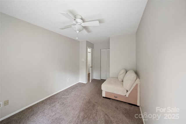 3737 Winding Creek Ln, Charlotte, NC 28226 - sitting room with ceiling fan, carpet floors, and baseboards