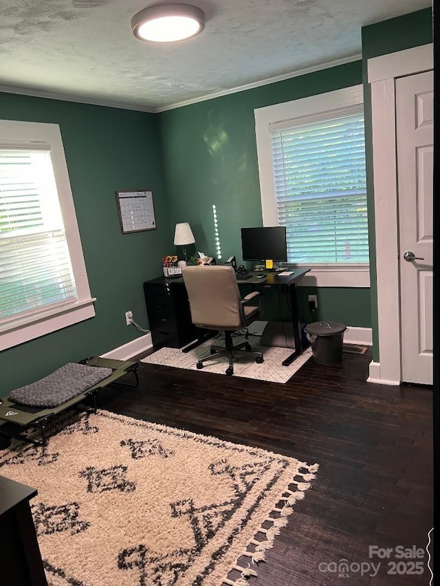 199 Crowell Dr SW, Concord, NC 28025 - home office featuring wood finished floors, crown molding, plenty of natural light, and baseboards