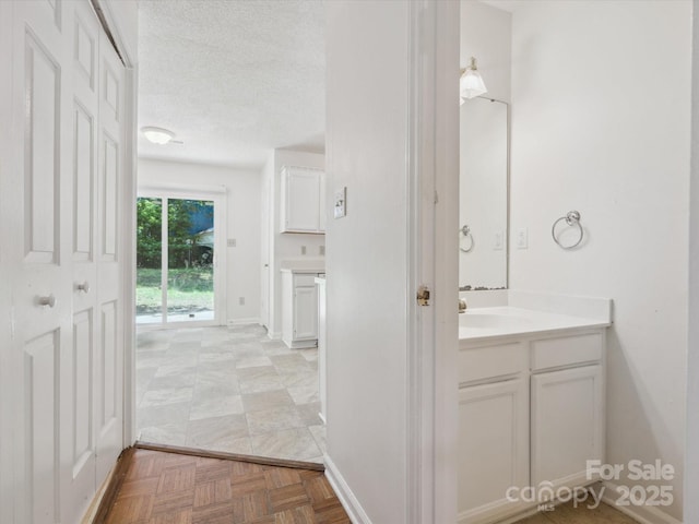 3313 Fortis Ln, Matthews, NC 28105 - bathroom featuring vanity, a textured ceiling, and baseboards