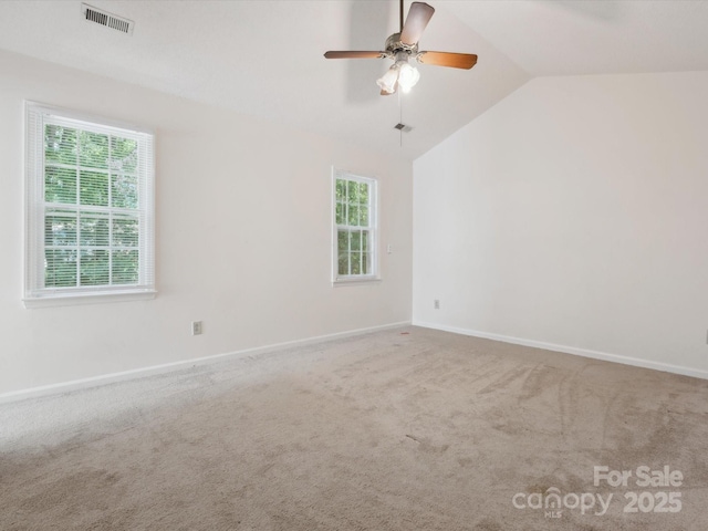 3313 Fortis Ln, Matthews, NC 28105 - carpeted empty room featuring lofted ceiling, ceiling fan, and baseboards