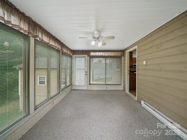 321 Jupiter Rd, Weaverville, NC 28787 - unfurnished sunroom with ceiling fan and a baseboard radiator