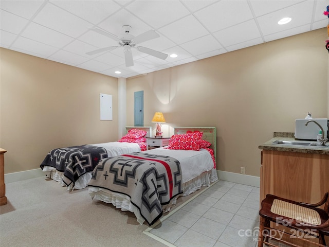 151 Sanctuary Dr, Burnsville, NC 28714 - bedroom with a sink, a drop ceiling, a ceiling fan, baseboards, and recessed lighting