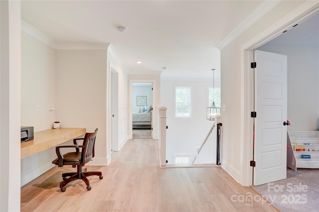 1062 Willow Ridge Ln, Fort Mill, SC 29707 - office space with ornamental molding, wood finished floors, and baseboards